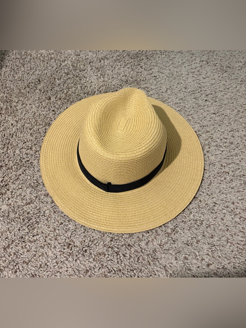 J. Crew Yellow Straw Sun Hat with Black Band